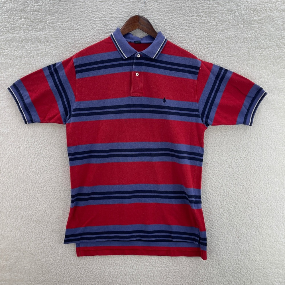 Polo Ralph Lauren Polo Shirt Mens Large Red Purple Striped Rugby Preppy Y2K